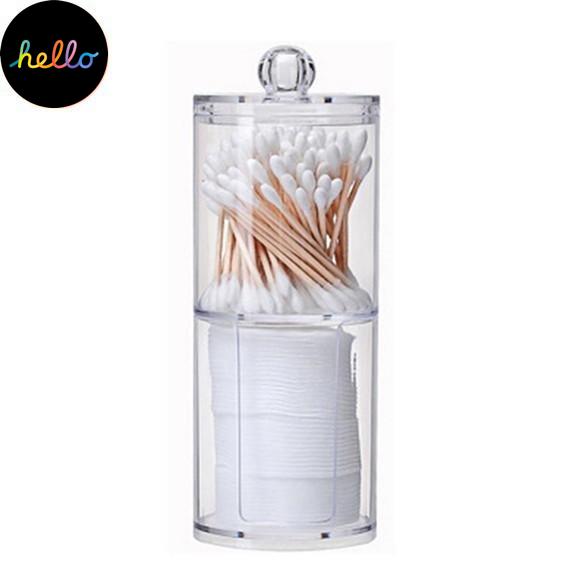 Multifunctional Round Receive Box Makeup Cotton Swab Storage Box Transparent Container Household Products Bathroom Desktop Combined