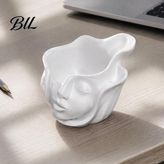 Durable Planter Pot Abstract Human Face Pot, 3D Printed Head Shape Decor Flowerpot, Succulents Plants Container for Home Office Balcony Flowerpot