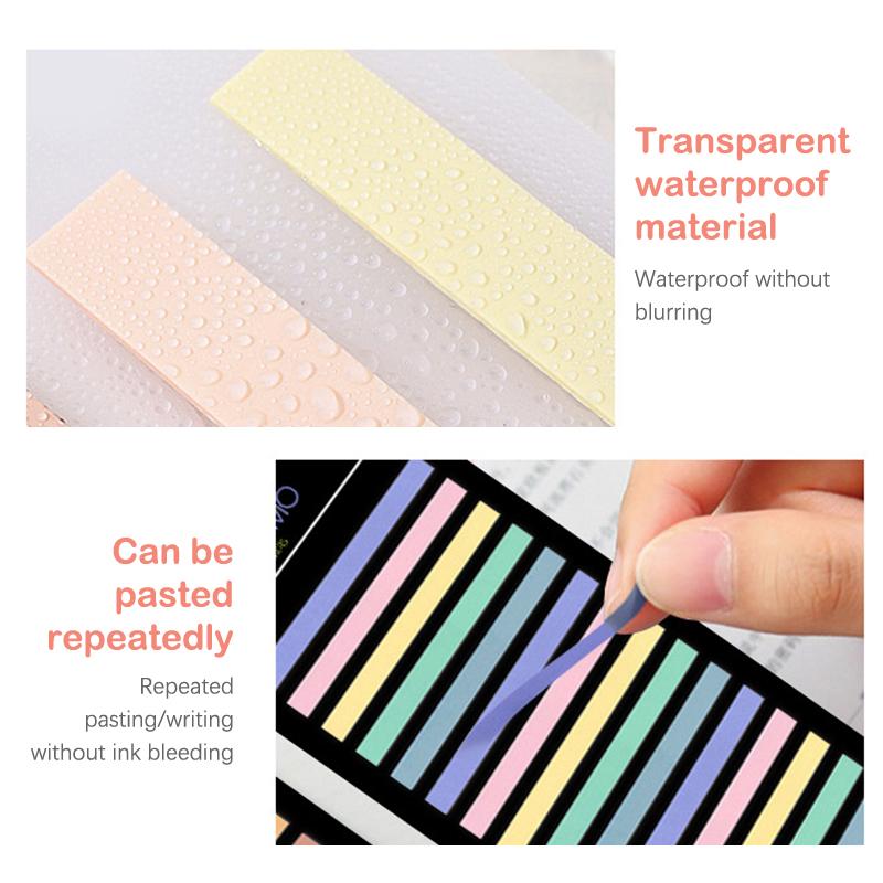 300 Sheets Rainbow Color Index Sticker Memo Pad Post-It Waterproof Transparent Sticky Notes School Supplies Kawaii Stationery
