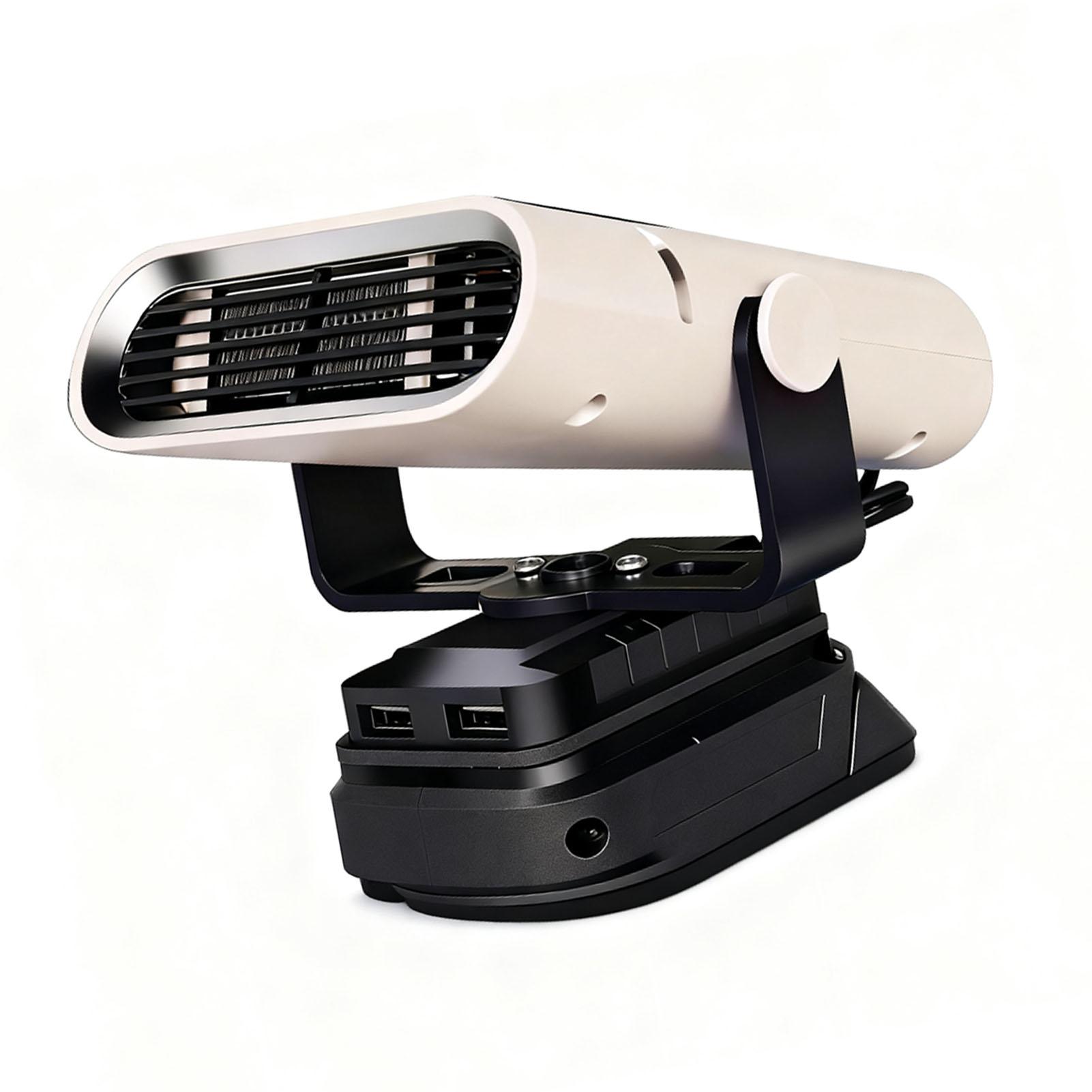 

Small Space Heater Battery Powered 360 Degree Rotatable 160 Degree Tilt 2 Gear Car Heater Defroster Defogger