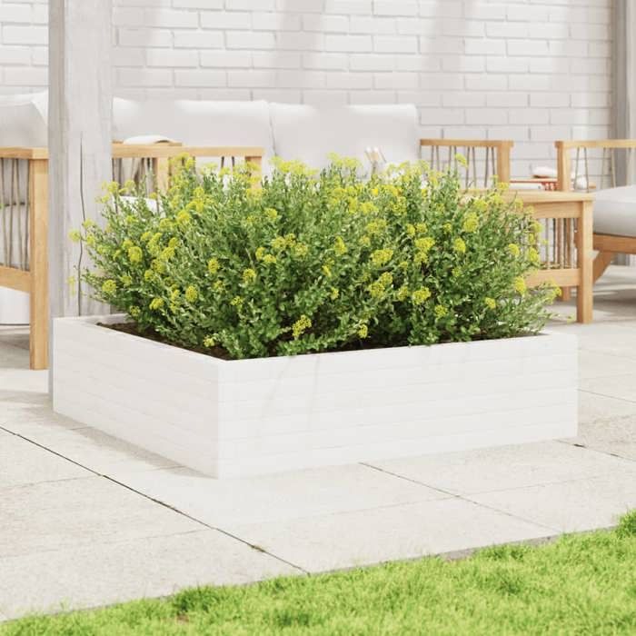 VidaXL Planter White 90x90x23 Cm Solid Pine Wood, Outdoor Planter, Flower Box, Plant Box, Planter 847204