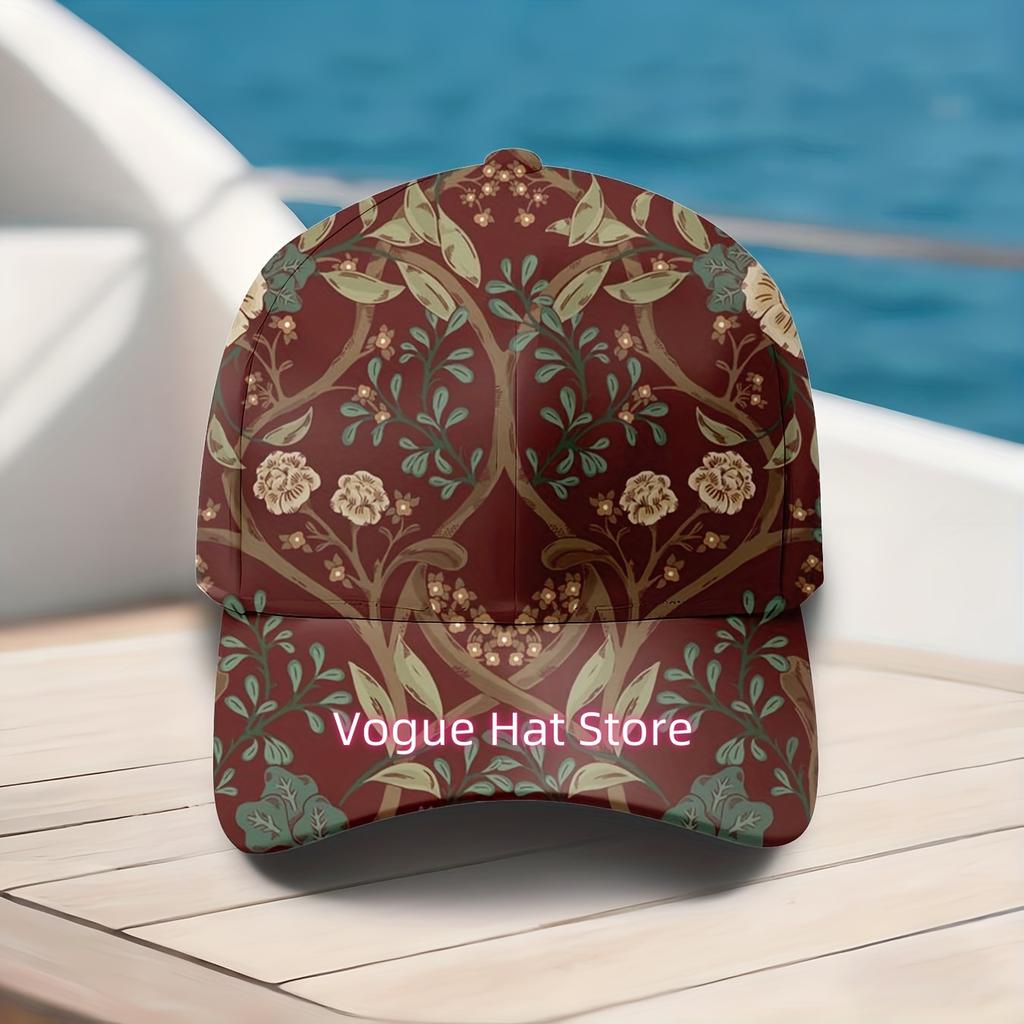 Casquette de baseball vintage pour hommes et femmes avec imprimé botanique et motif intégral de vigne florale et de feuilles, Snapback réglable, Léger O