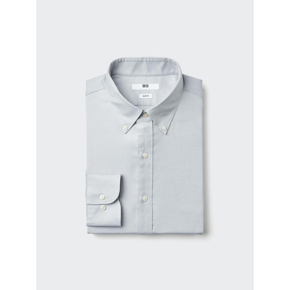 Uniqlo Japan Fine Cross Oxford Slim Shirt Button Down No Pocket