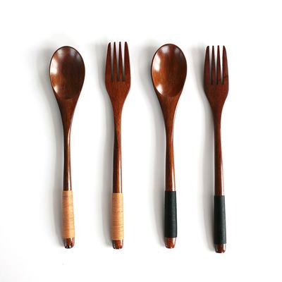 2st Western servis Trägaffel Sked Dessert Frukt Servering Barn Mat Utensi