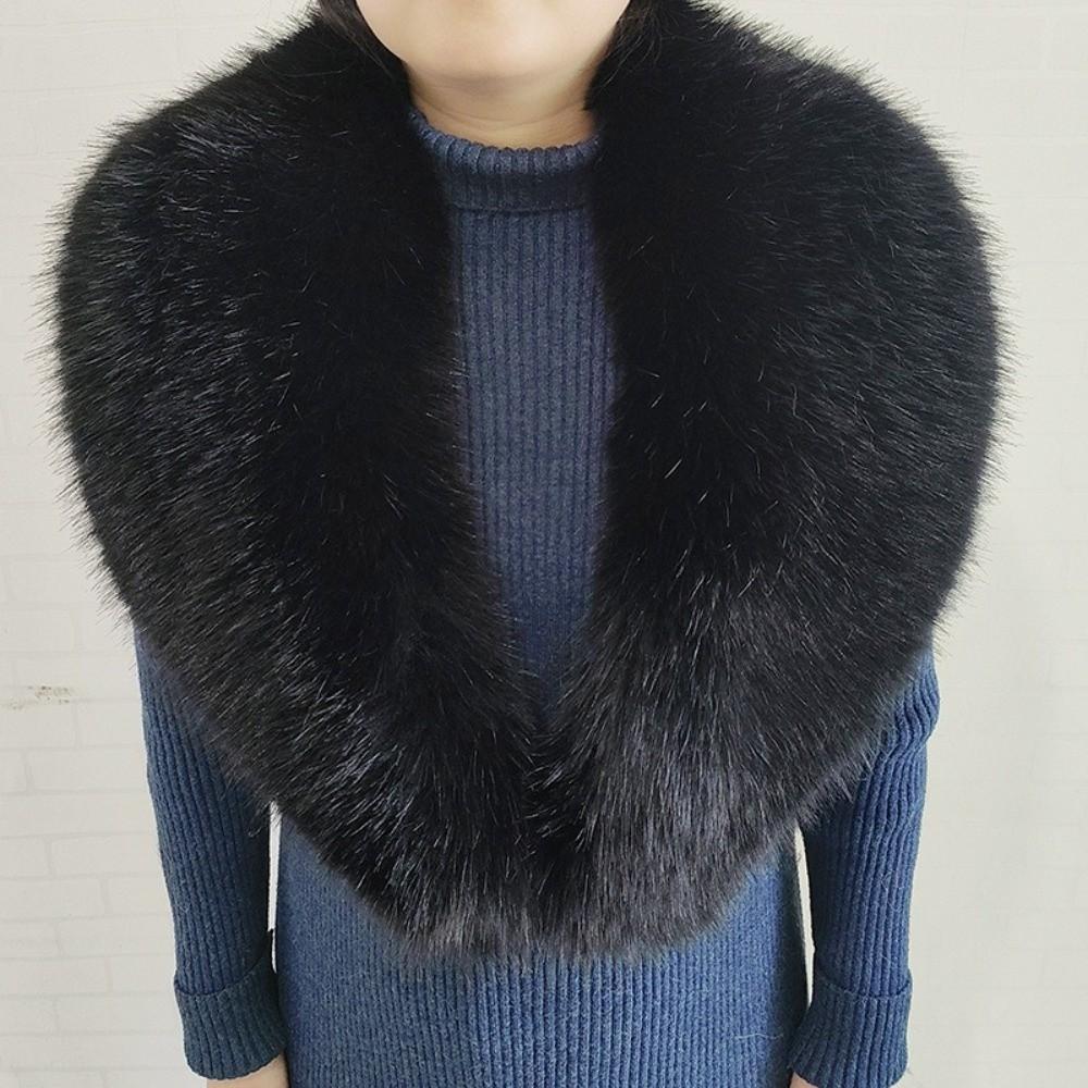 Oversized Fur Cuff Set V Shape Fur Trim Accessories Fluffy Shawl Collar Wrap Overcoat Matching