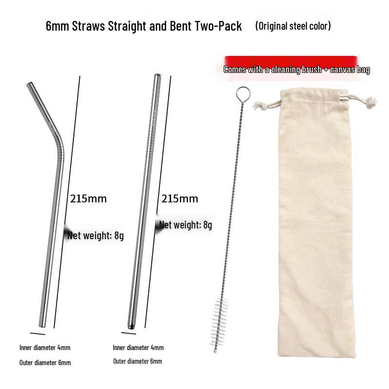 Hongjunda 316 Stainless Steel Reusable Bent Straw Set