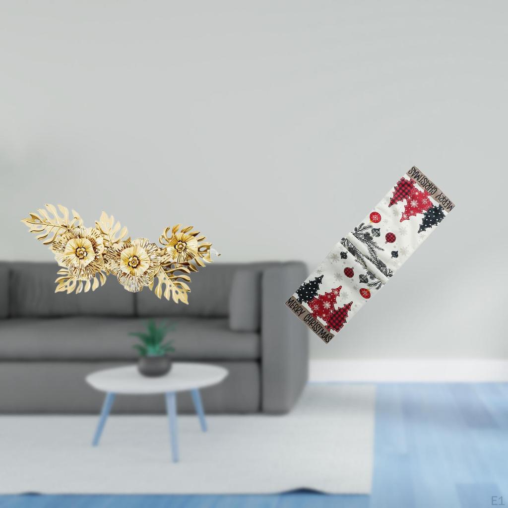 Nordic Christmas Metal Wall Runner Decorative Sculpture Flower Leaves Hanging Artwork for Dining