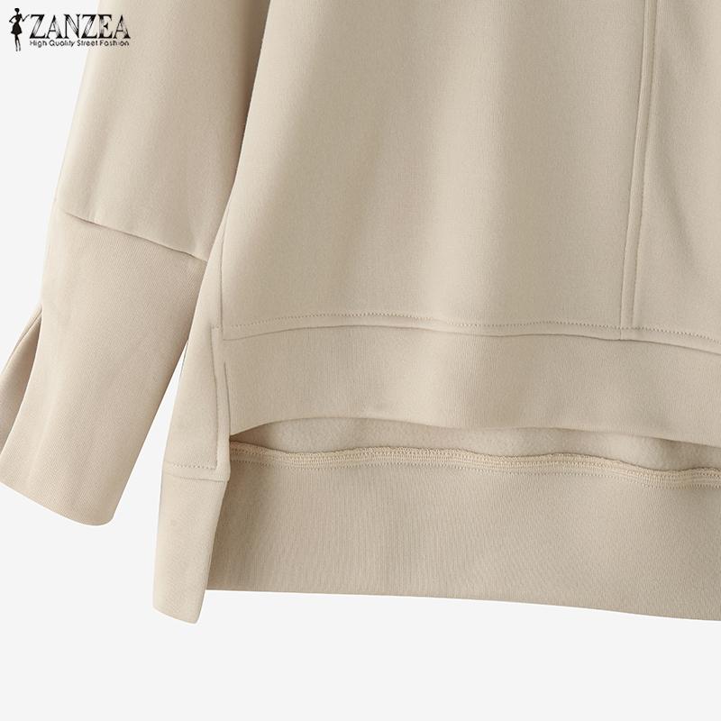 ZANZEA Women Casual Irregular Hem Loose Autumn Long Sleeve Sweatshirt