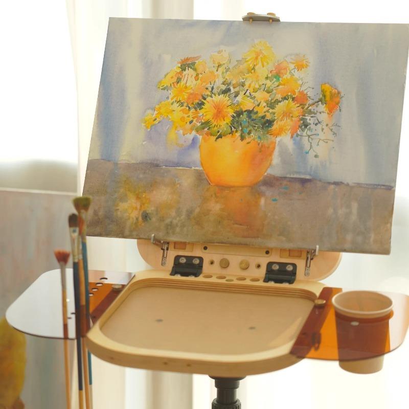 Wooden Portable Painting Box Student Outdoor Sketching Drawing Creation Water Color/Oil Painting Palette Art Supplies Tools