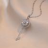 Fashion Vintage Zircon Key Rotate Pendant Necklaces for Women Classic Stainless Steel Relief Jewelry Accessories Gifts for Lover