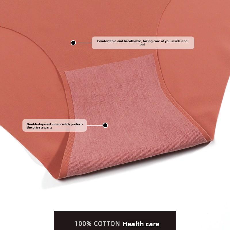 Ladies Spring and Summer Simple Sexy Hip Pure Color Ice Silk Antibacterial Breathable No Trace In The Waist Triangle Briefs