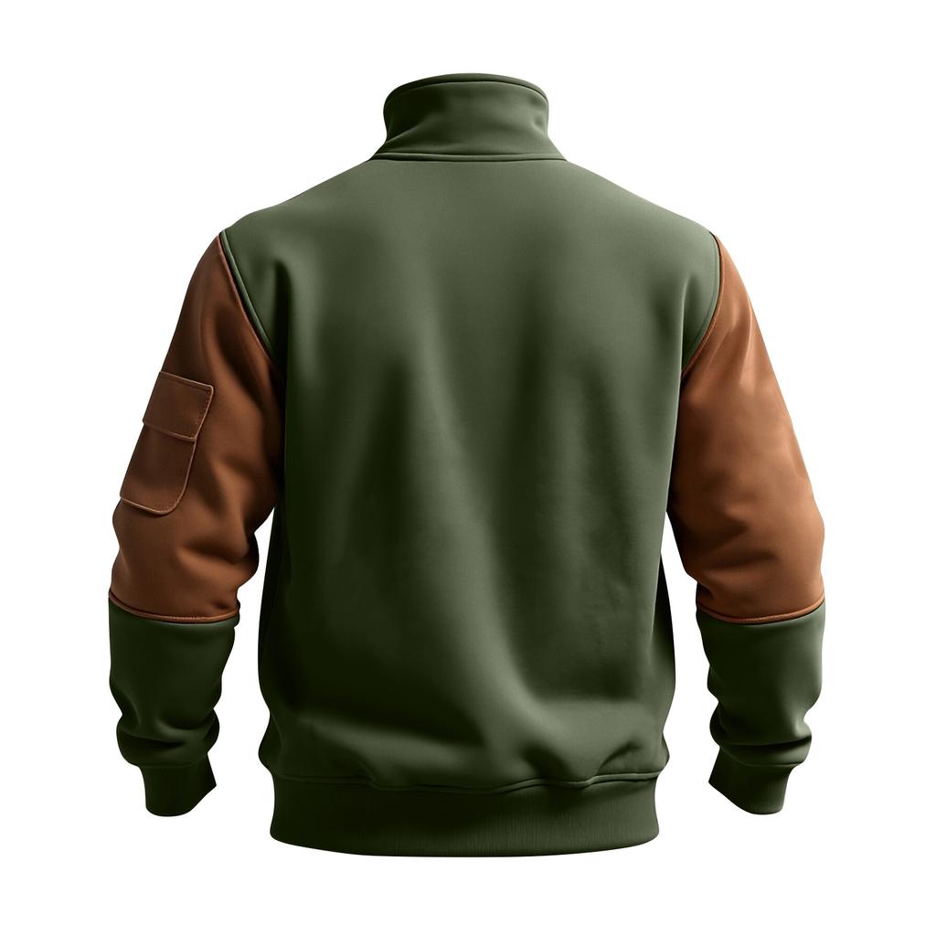 Men's Colorblock Half Zipper Sweatshirt Men's Sports Large Size Casual Sweatshirt