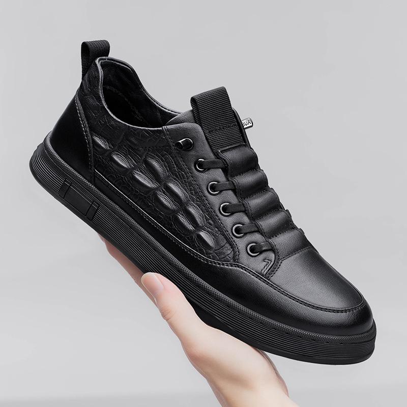 Fashion Genuine Leather Men's Board Shoes Comfortable Classic High-quality Styles Daily Business Party Office Black Adult Shoes H