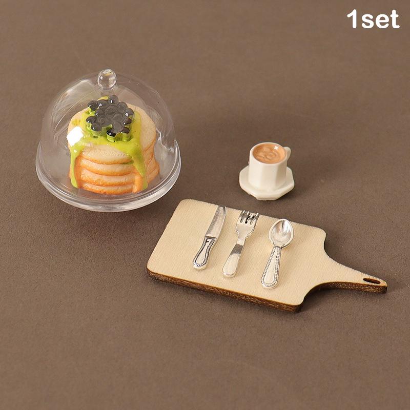

1/12 кукольный домик имитация кофейный торт десертный набор кукольный домик мини кухня поднос столовые приборы аксессуары кукольный домик украшения A1