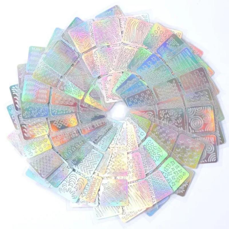 12 Sheet/24 Sheet Nail Art Vinyl Stencil Guide Sticker Manicure Curved Wave Laser Tip New