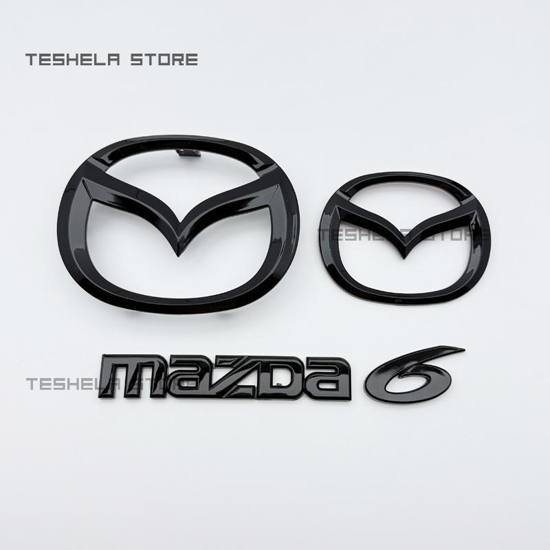 Black Car Front Grille Hood Bonnet Emblem Rear Trunk Badge Logo F Sticker For MAZDA 6 2014-2022 Grille Logo Rear Trunk Sticker