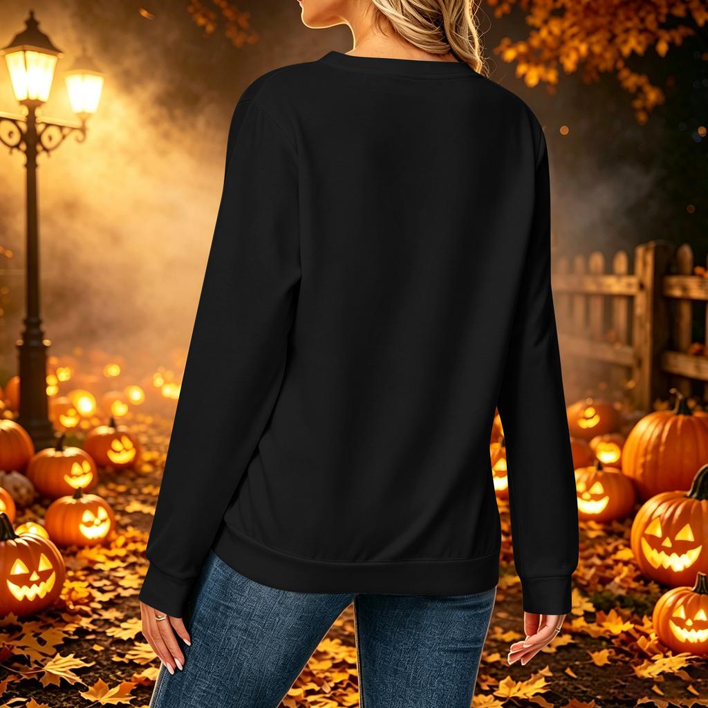 Women's Casual Long Sleeve Christmas Print Round Neck Top for Holiday Festive Wear