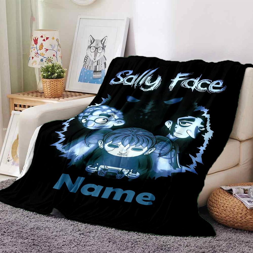 Custom Name Sally Face Theme Printed Blanket - Perfect for Couch, Bed, Travel & Outdoor Use | Machine Washable, Cozy & Durable.