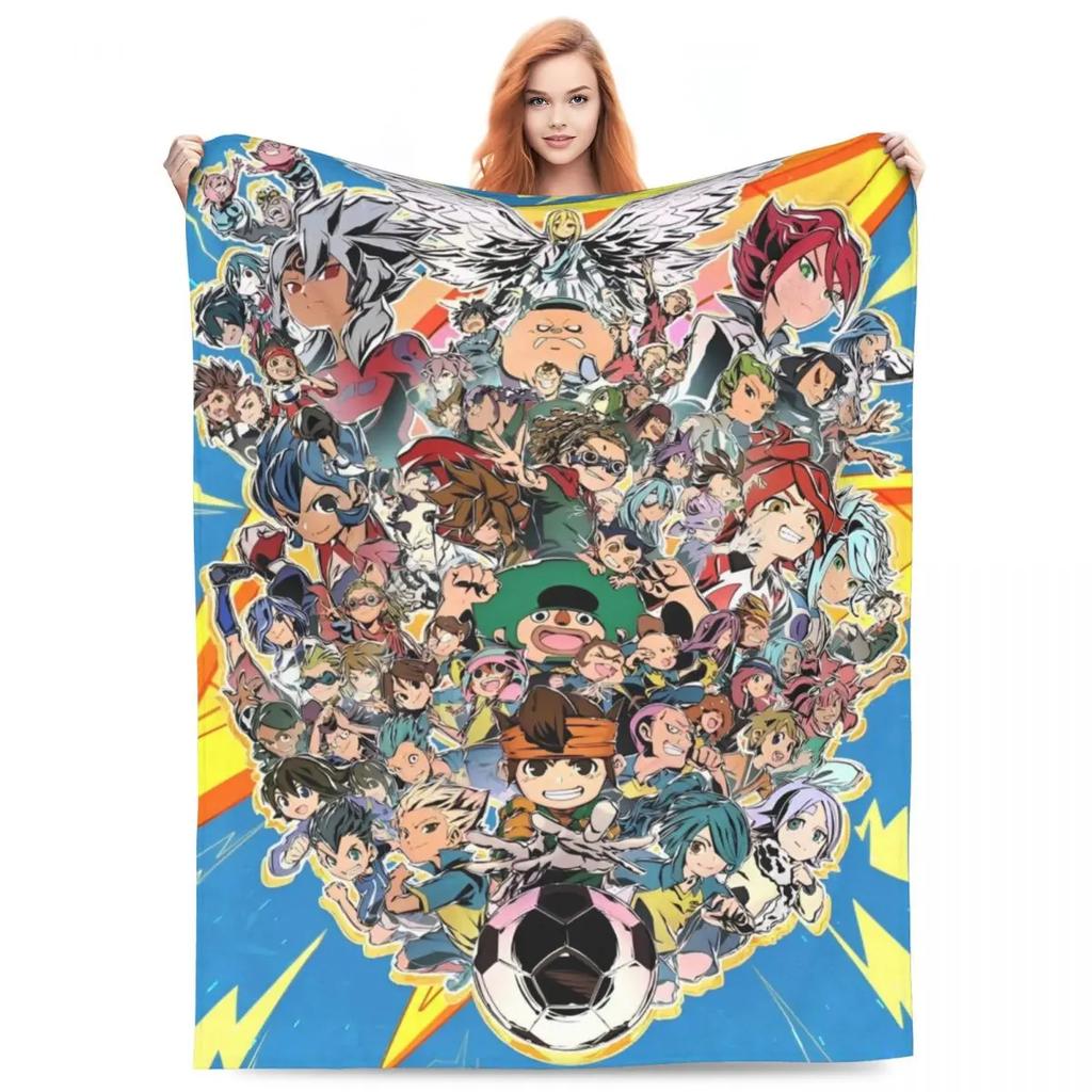 Inazuma Eleven Decken Flanell Textil Dekoration Videospiel Sportspiel Atmungsaktiv Weich Überwurfdecken für Zuhause Reise Steppdecke
