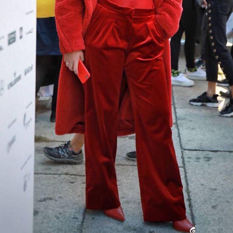 

Джиджи Повседневный Черный Внутренний Топ Широкие Брюки Yuan Quan with red velvet pants single piece S