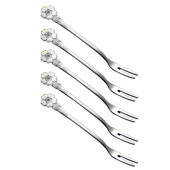 5Pcs/Set Fruit k Long Handle Easy to Use Stainless Steel Small Creative 5.3 Inches Cake k Tableware Accessories