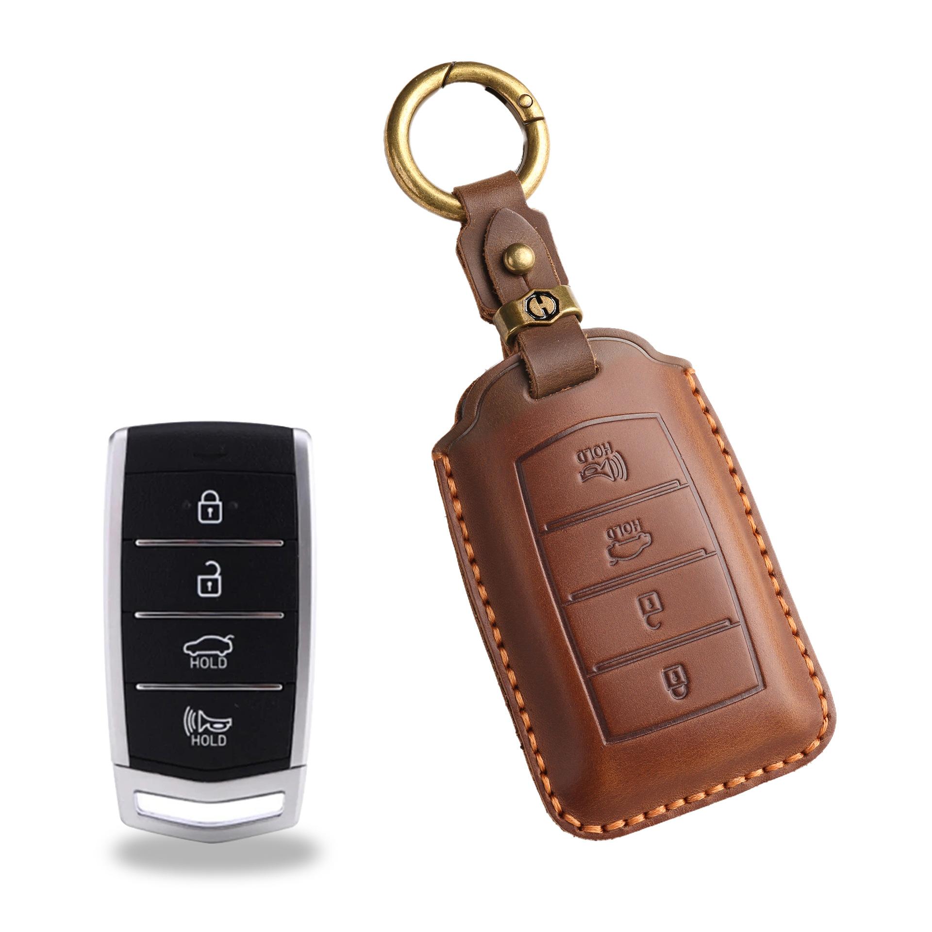 Vintage Key Cover For Genesis Old Lawns Genesis Handmade Leather Clasp Case коричневый