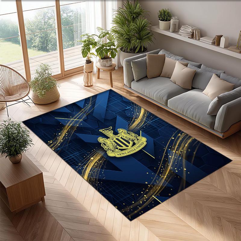Tappeto in Velluto di Cristallo con Stampa di Calcio del Newcastle United, Comodo Assorbente d'Acqua Antiscivolo Tappeto per Pavimento Interno