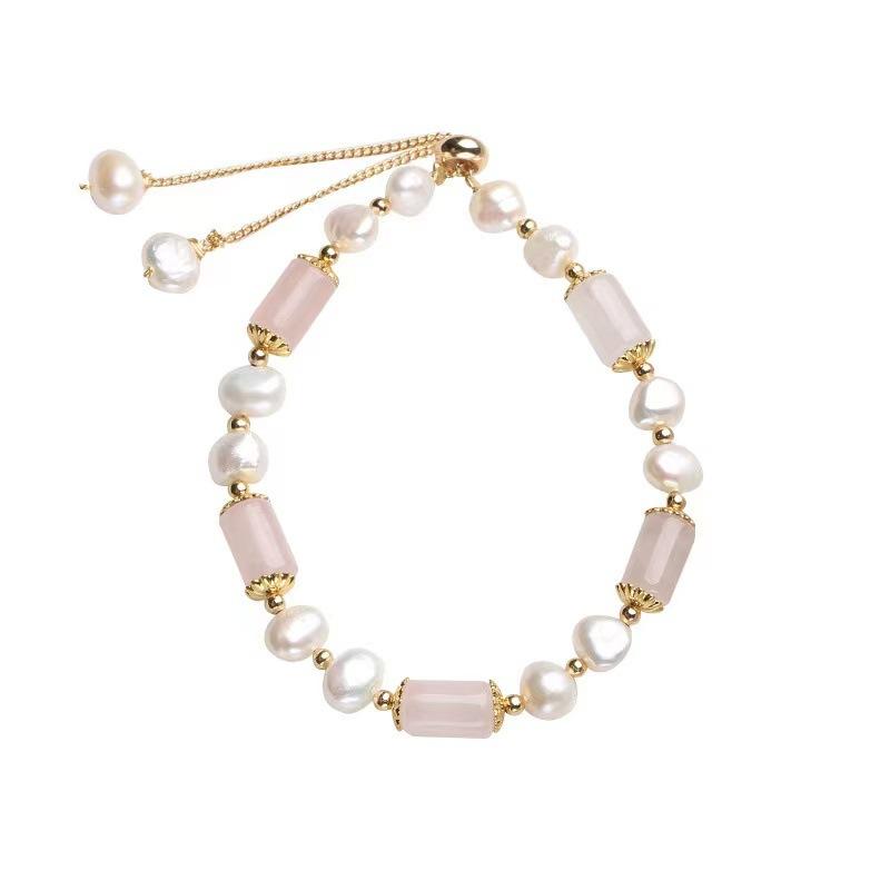 Natural Powder Crystal Bucket Beads Baroque Special-Shaped Pearl Bracelet Women'S Freshwater Pearl Jewelry Small Fresh Women'S Jewelry