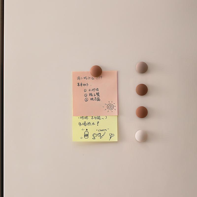 8PCS Refrigerator Magnets Creative Cartoon Solid-color Heart-shaped Magnetic Stickers Cute Round Decorative Magnetic Stickers