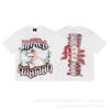 Unisex Vintage American Style Loose Fit Cotton Tee With Embellished Letter Print Round Neck Short Sleeve