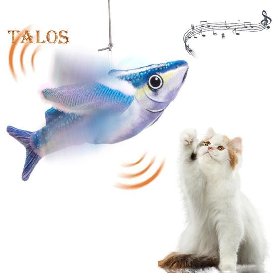1 stk/2 stk Interaktiv fisk med flagrende vinger Katteleke Elektrisk berøringsaktivert plysjfisk med lyd Oppladbar kvitrende leke for innekatter