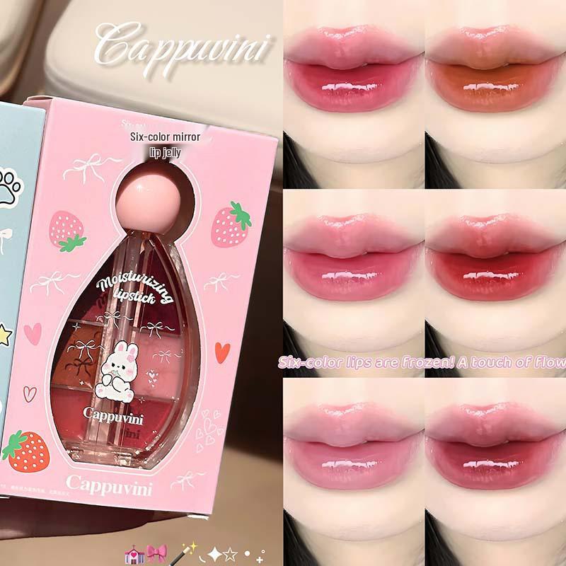 Cappuvini Шестицветный блеск для губ  Заморозка  - Зеркальный блеск для губ, студенческая косметика.