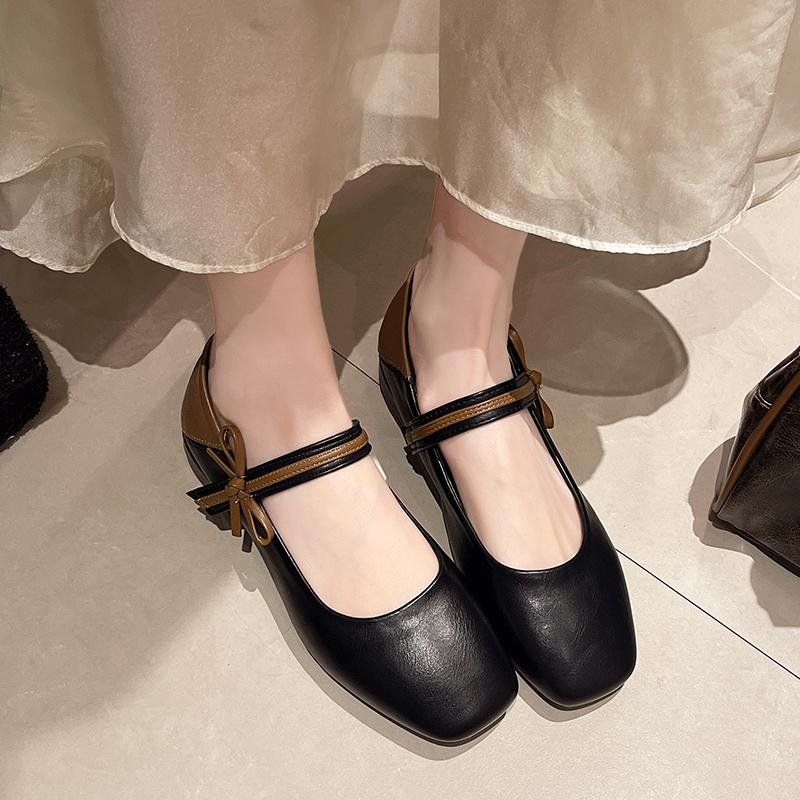 Fashion 2024 High Quality Flats Square Head Casual Comfortable Women's Shoes New Non-slip Outdoors Butterfly Knot Shoes for Women