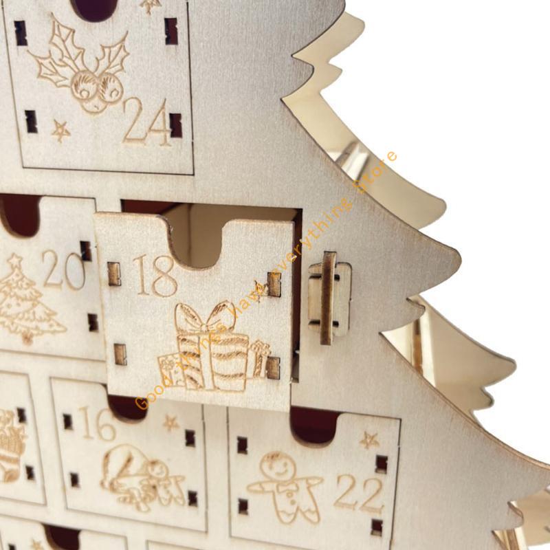 

Christmas Trees Calendar Wooden Drawers Box Children Gift Festival Party Home Office Tabletop Decoration Storage 55KF CN