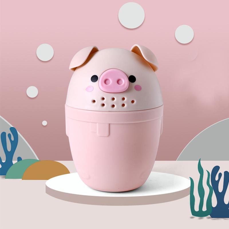 Kids Bath Tool Cartoon Pig Baby Bath Caps Cute Toddle Shampoo Cup Children Bathing Bailer Baby Shower Spoons Washing Hair Cup