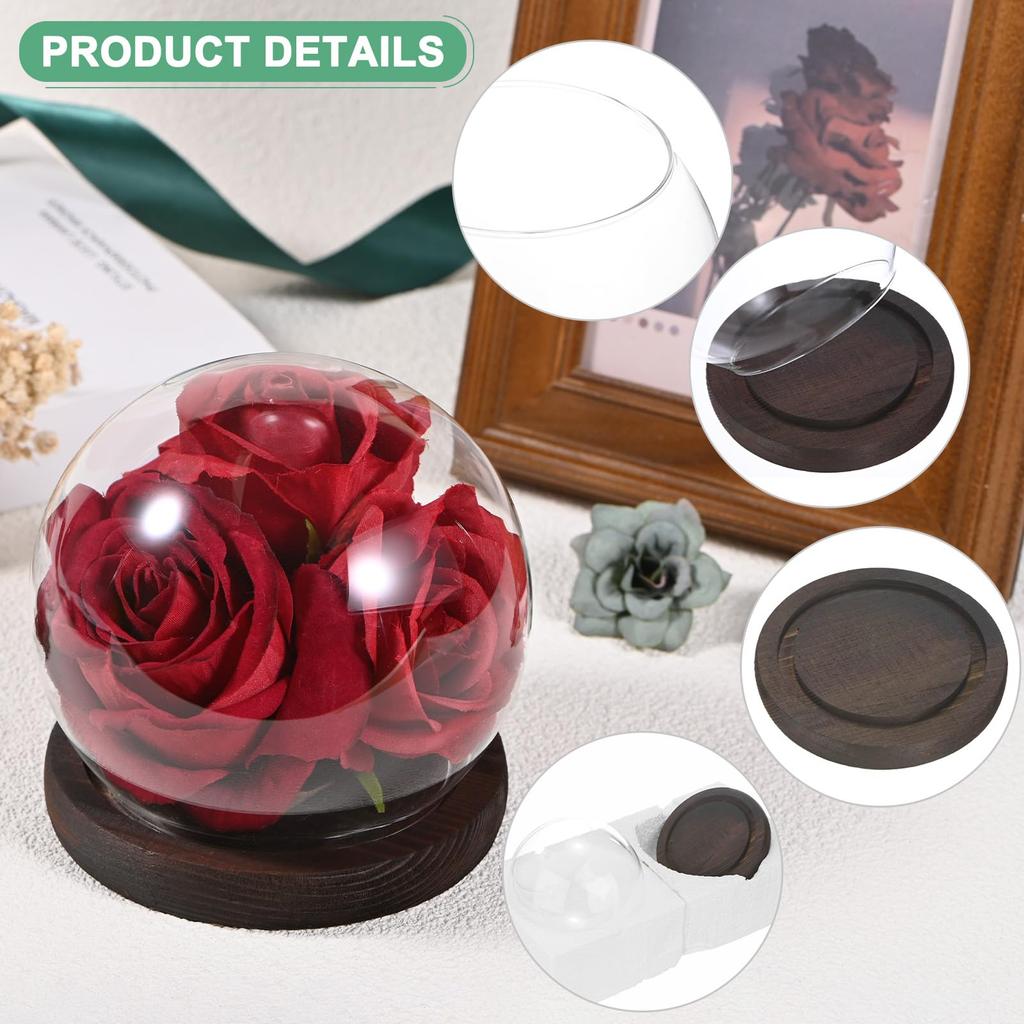 METERXITY Crochet Glass Dome, 4.7" D Ball Jar, Glass Display Case for DIY Snow Globes, Small Plants, Flowers, Candles, Models, and Souvenirs [White]