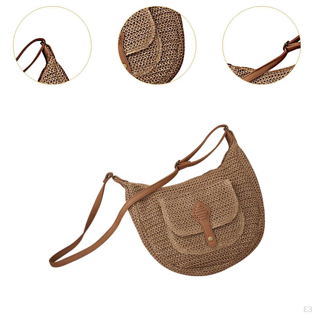 Handgewebte Damen Schultertasche Böhmische Strandhandtasche für Arbeit Party Urlaub