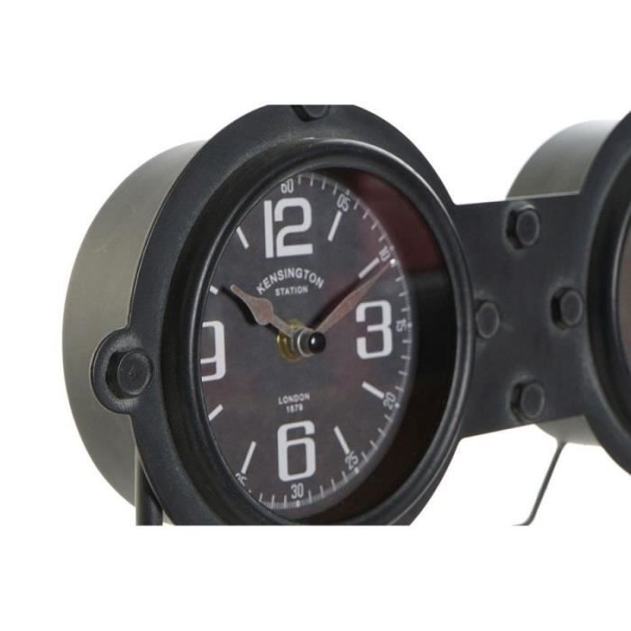 Horloge De Table - DKD Home Decor - Verre Noir Doré - 38 X 7 X 20 Cm - Style Vintage - A Poser