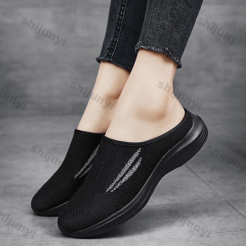 Fashion Women's Casual Shoes 2025 New Mesh Breathable Slip on Half Slippers Fashion Lightweight Comfortable Soft Sole Non Slip Sandals