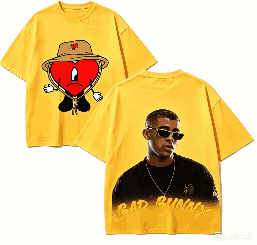 T-shirt Regalo Bad Bunny Uomo Donna Harajuku Oversize Unisex Manica Corta Streetwear alta qualità Coppie prodotto caldo Comoda