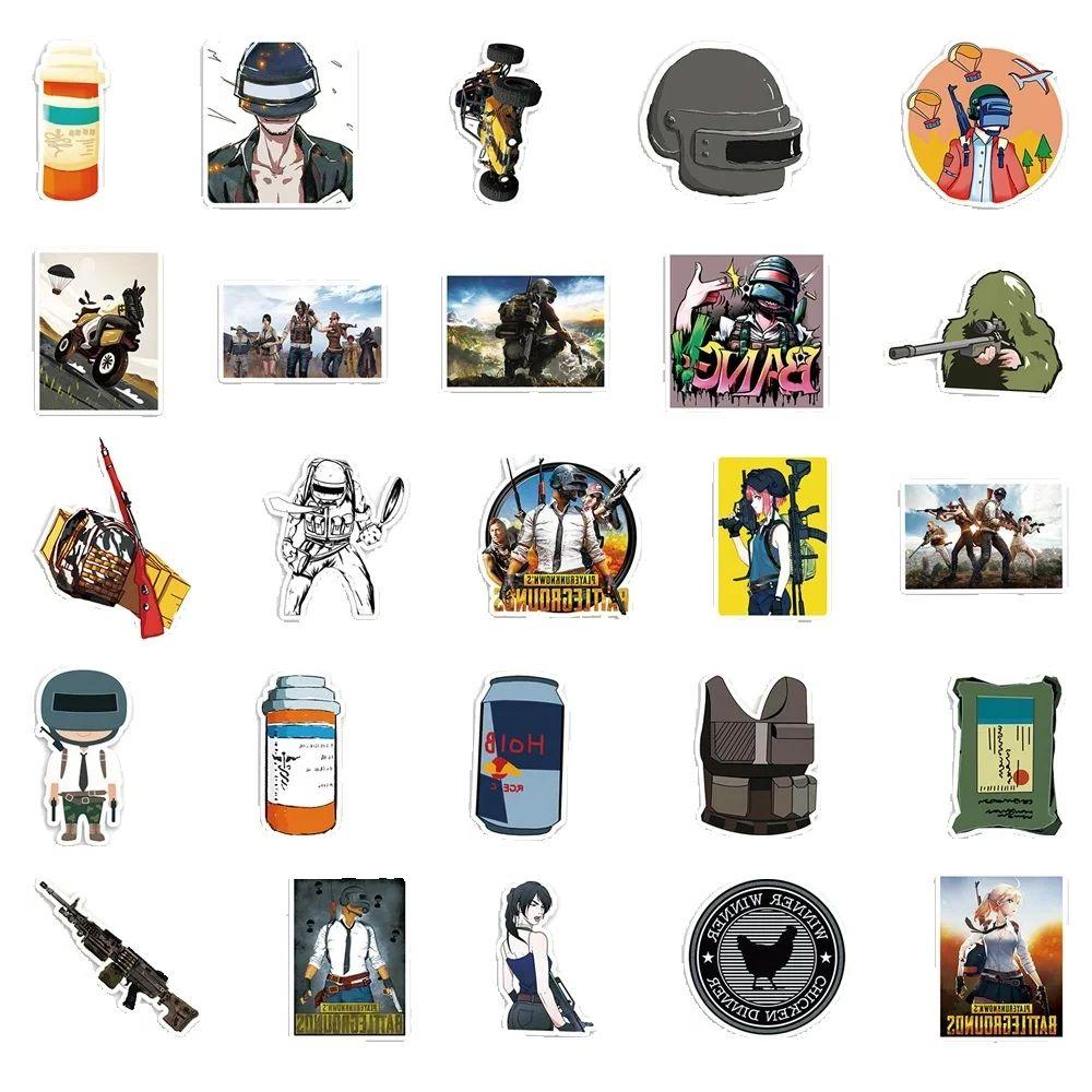 50 Pcs Peace Elite Game Pubg Graffiti Stickers Ipad Suitcase Skateboard Laptop Classic Toys Waterproof Stickers