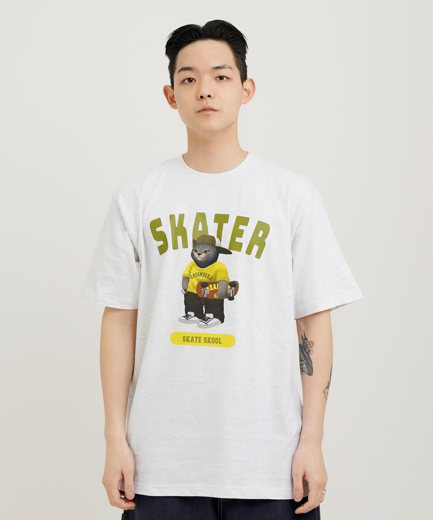 Cream Soda Lab Gray Skater Short Sleeve T-Shirt Light Gray Lime M