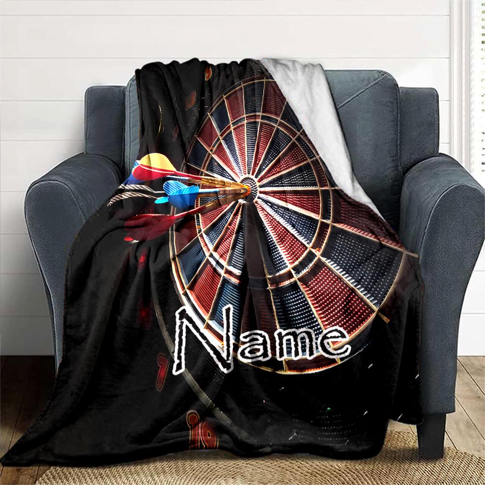 Darts Board With Arrows Blanket With Customizable Name Four Seasons Comfortable Shawl Blanket Suitable For Home Travel Camping Office Decoration