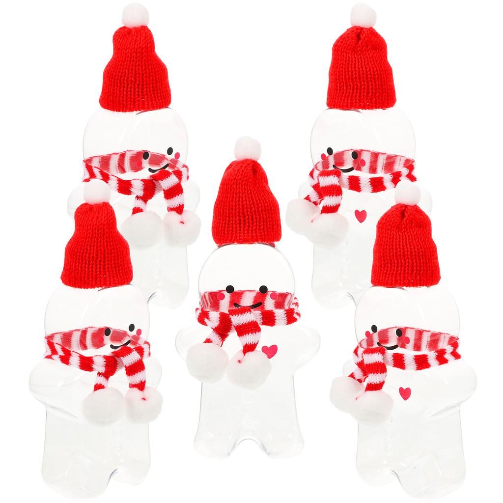 5 Sets Lebkuchenmann Glas Klare Wasserflasche Weihnachten Süßigkeiten Weihnachts-Keksdosen Saftflaschen Das Haustier Kind