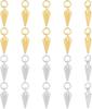20Pcs 2 Colors Brass Charms, with Jump Ring, Cadmium Free & Lead Free, Cone, Platinum & Golden, 14x5x5mm, Hole: 3mm, 10pcs/color