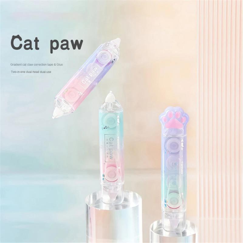 1pcs Double Ended Correction Lovely Cute Cat Design Dual Function Easy To Use Convenient Correction Portable Stationery