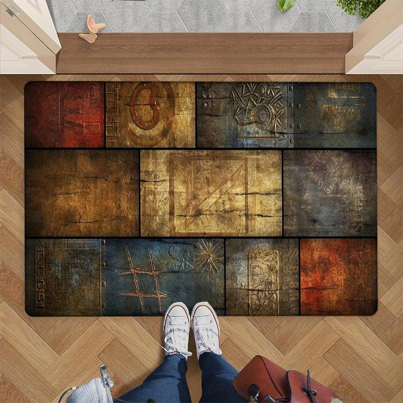 Vintage Multicolor Stone Pattern Floor Mat, Entrance Welcome Non-Slip Doormat, for Kitchen, Living Room, Bedroom, Bathroom Decor