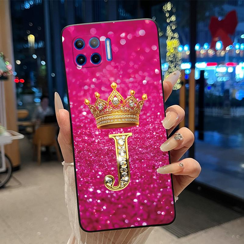 Initial Letter Couple Crown Phone Case For Motorola Moto G 5G Plus Bumper Silicone Black Case Protective Shockproof Soft Cover