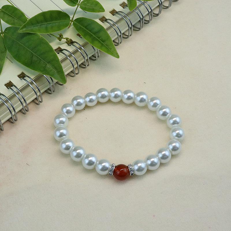 

Женский браслет из натурального агата и имитации жемчуга в корейском стиле