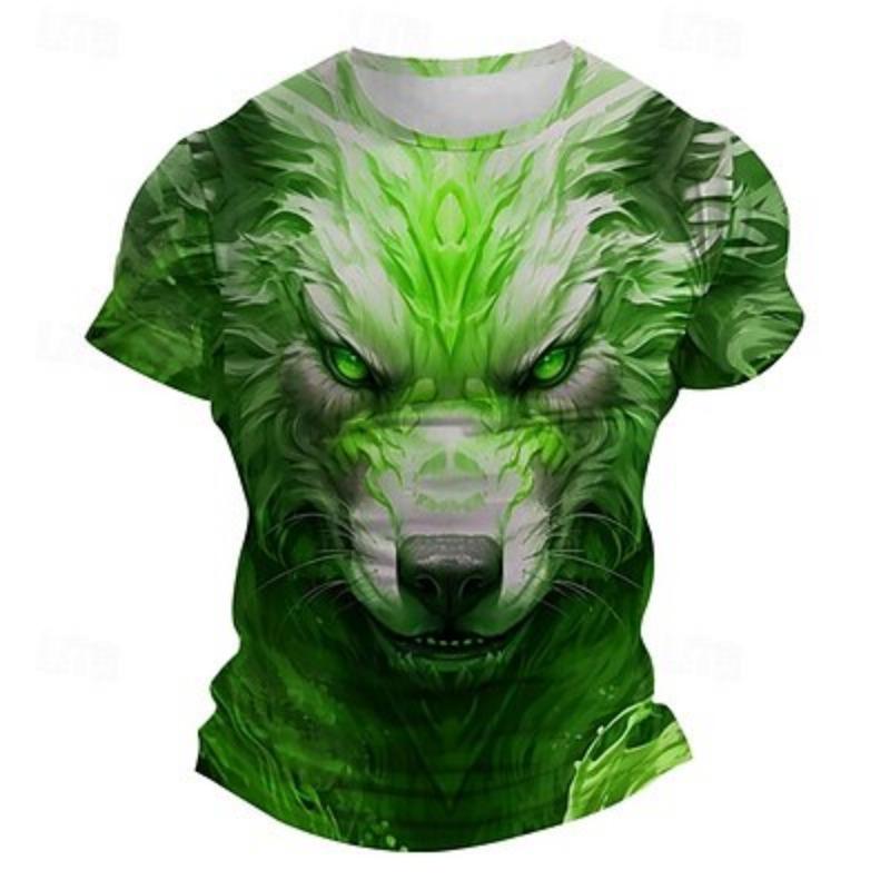 Men's Graphic Wolf T-shirt Short Sleeve T-shirt 3D Printing Crew Neck Shirt Subculture Sports Outdoor Vacation Summer Clothing